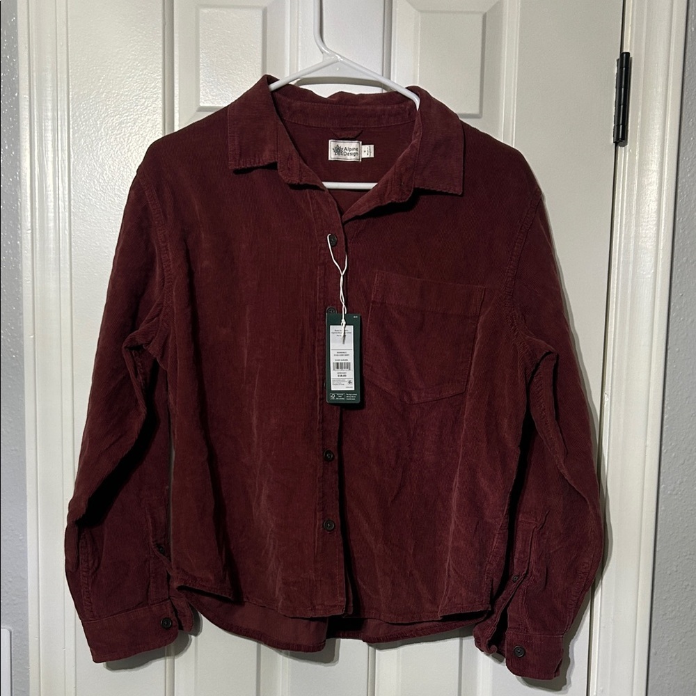 Women's Burgundy Corduroy long sleeve shirt